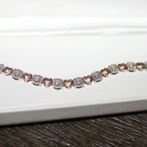 18k  Gold Over Silver 1/6 Carat T.W. Diamond Heart Bracelet MSRP $300
